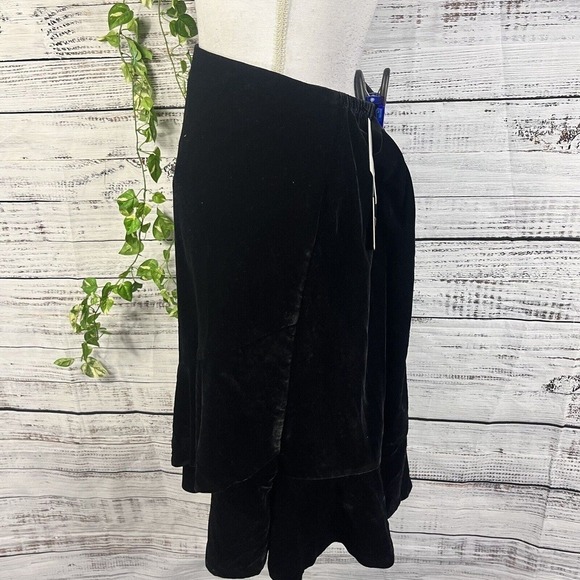 RSVP Talbots Skirt Plus 14W Black Velveteen Knee A Line Ruffle Modest Wedding - Picture 9 of 15